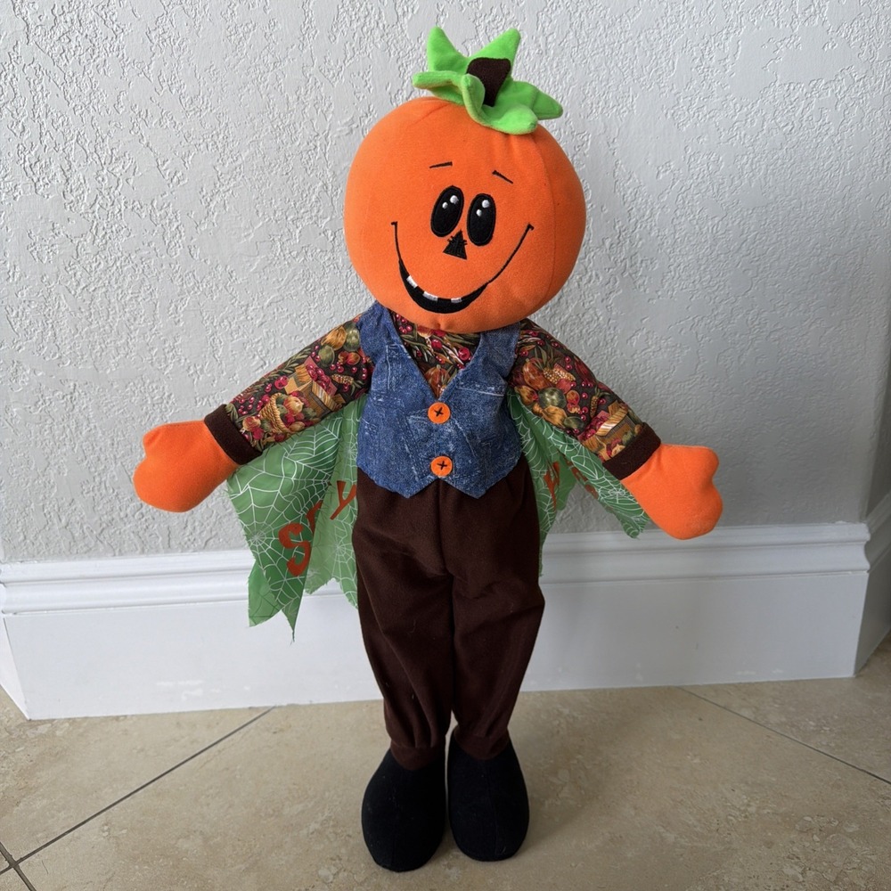Vintage Halloween Porch Door Greeter Pumpkin Spooky Halloween Decor 25"